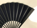 Japanese Fabric Folding Fan Sensu Vtg Black Bamboo Frame Plain Navy Blue 5D63-AD - Fan-chidorivintage.com