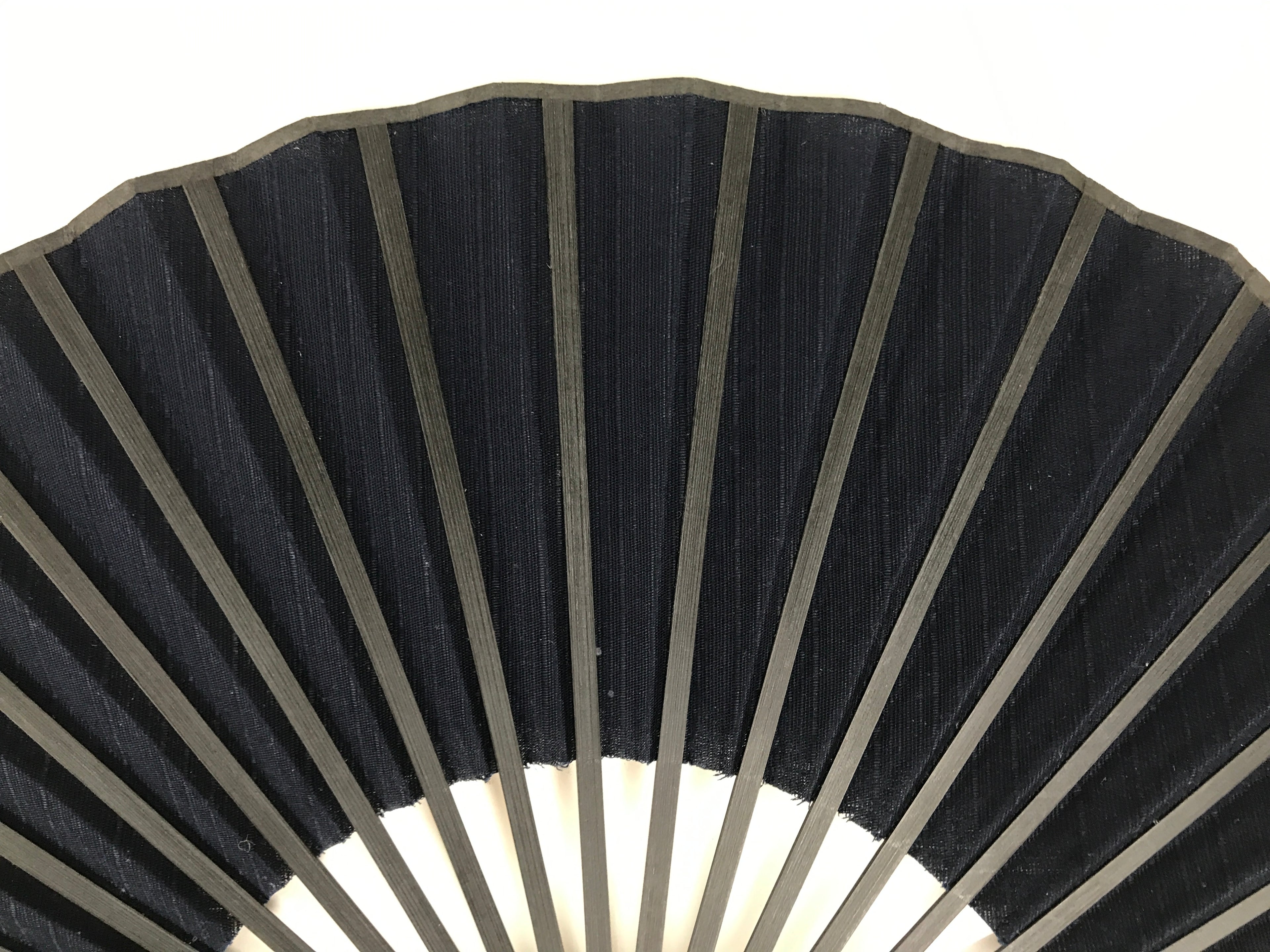 Japanese Fabric Folding Fan Sensu Vtg Black Bamboo Frame Plain Navy Blue 5D63-AD - Fan-chidorivintage.com