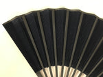 Japanese Fabric Folding Fan Sensu Vtg Black Bamboo Frame Plain Navy Blue 5D63-AD - Fan-chidorivintage.com