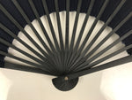 Japanese Fabric Folding Fan Sensu Vtg Black Bamboo Frame Plain Navy Blue 5D63-AD - Fan-chidorivintage.com