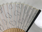 Japanese Fabric Folding Fan Sensu Vtg Bamboo Frame Hyotan Gourd White Black 5D64-AD - Fan-chidorivintage.com