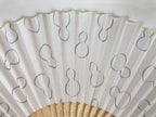 Japanese Fabric Folding Fan Sensu Vtg Bamboo Frame Hyotan Gourd White Black 5D64-AD - Fan-chidorivintage.com