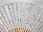 Japanese Fabric Folding Fan Sensu Vtg Bamboo Frame Hyotan Gourd White Black 5D64-AD - Fan-chidorivintage.com