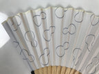 Japanese Fabric Folding Fan Sensu Vtg Bamboo Frame Hyotan Gourd White Black 5D64-AD - Fan-chidorivintage.com