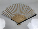 Japanese Fabric Folding Fan Sensu Vtg Bamboo Frame Hyotan Gourd White Black 5D64-AD - Fan-chidorivintage.com