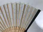 Japanese Fabric Folding Fan Sensu Vtg Bamboo Frame Hyotan Gourd White Black 5D64-AD - Fan-chidorivintage.com