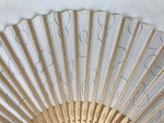Japanese Fabric Folding Fan Sensu Vtg Bamboo Frame Hyotan Gourd White Black 5D64-AD - Fan-chidorivintage.com