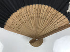 Japanese Fabric Folding Fan Sensu Vtg Bamboo Frame Hippopotamus Kaba Black 5D65-AD - Fan-chidorivintage.com