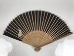 Japanese Fabric Folding Fan Sensu Vtg Bamboo Frame Hippopotamus Kaba Black 5D65-AD - Fan-chidorivintage.com