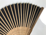 Japanese Fabric Folding Fan Sensu Vtg Bamboo Frame Hippopotamus Kaba Black 5D65-AD - Fan-chidorivintage.com