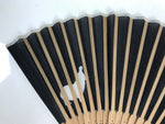Japanese Fabric Folding Fan Sensu Vtg Bamboo Frame Hippopotamus Kaba Black 5D65-AD - Fan-chidorivintage.com