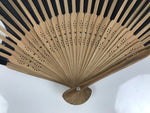 Japanese Fabric Folding Fan Sensu Vtg Bamboo Frame Hippopotamus Kaba Black 5D65-AD - Fan-chidorivintage.com