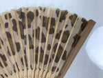 Japanese Fabric Folding Fan Sensu Vtg Bamboo Frame Brown Cheetah Print 5D66-AD - Fan-chidorivintage.com