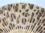 Japanese Fabric Folding Fan Sensu Vtg Bamboo Frame Brown Cheetah Print 5D66-AD - Fan-chidorivintage.com