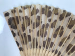 Japanese Fabric Folding Fan Sensu Vtg Bamboo Frame Brown Cheetah Print 5D66-AD - Fan-chidorivintage.com