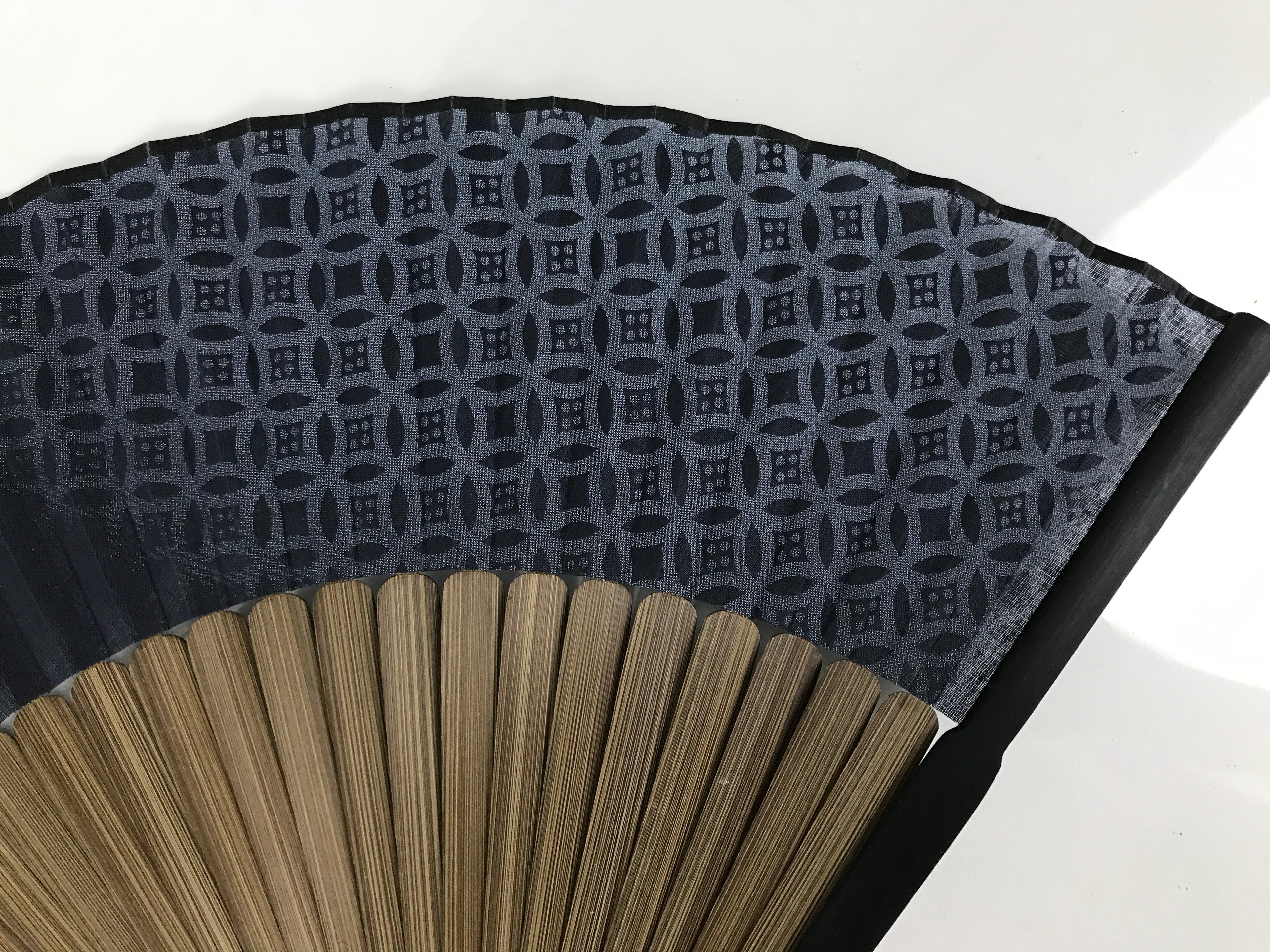 Japanese Fabric Folding Fan Sensu Vtg Bamboo Frame Blue Horse Shippo Design 5D67-AD - Fan-chidorivintage.com