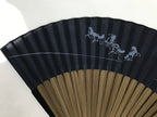 Japanese Fabric Folding Fan Sensu Vtg Bamboo Frame Blue Horse Shippo Design 5D67-AD - Fan-chidorivintage.com