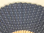 Japanese Fabric Folding Fan Sensu Vtg Bamboo Frame Kikkou Pattern Blue 5D68-AD - Fan-chidorivintage.com