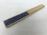 Japanese Fabric Folding Fan Sensu Vtg Bamboo Frame Kikkou Pattern Blue 5D68-AD - Fan-chidorivintage.com