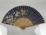 Japanese Fabric Folding Fan Sensu Vtg Bamboo Frame Cherry Bossoms Blue 5D69-AD - Fan-chidorivintage.com