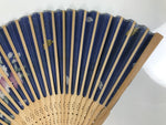 Japanese Fabric Folding Fan Sensu Vtg Bamboo Frame Cherry Bossoms Blue 5D69-AD - Fan-chidorivintage.com