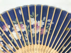 Japanese Fabric Folding Fan Sensu Vtg Bamboo Frame Cherry Bossoms Blue 5D69-AD - Fan-chidorivintage.com