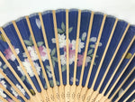 Japanese Fabric Folding Fan Sensu Vtg Bamboo Frame Cherry Bossoms Blue 5D69-AD - Fan-chidorivintage.com