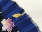 Japanese Fabric Folding Fan Sensu Vtg Bamboo Frame Cherry Bossoms Blue 5D69-AD - Fan-chidorivintage.com