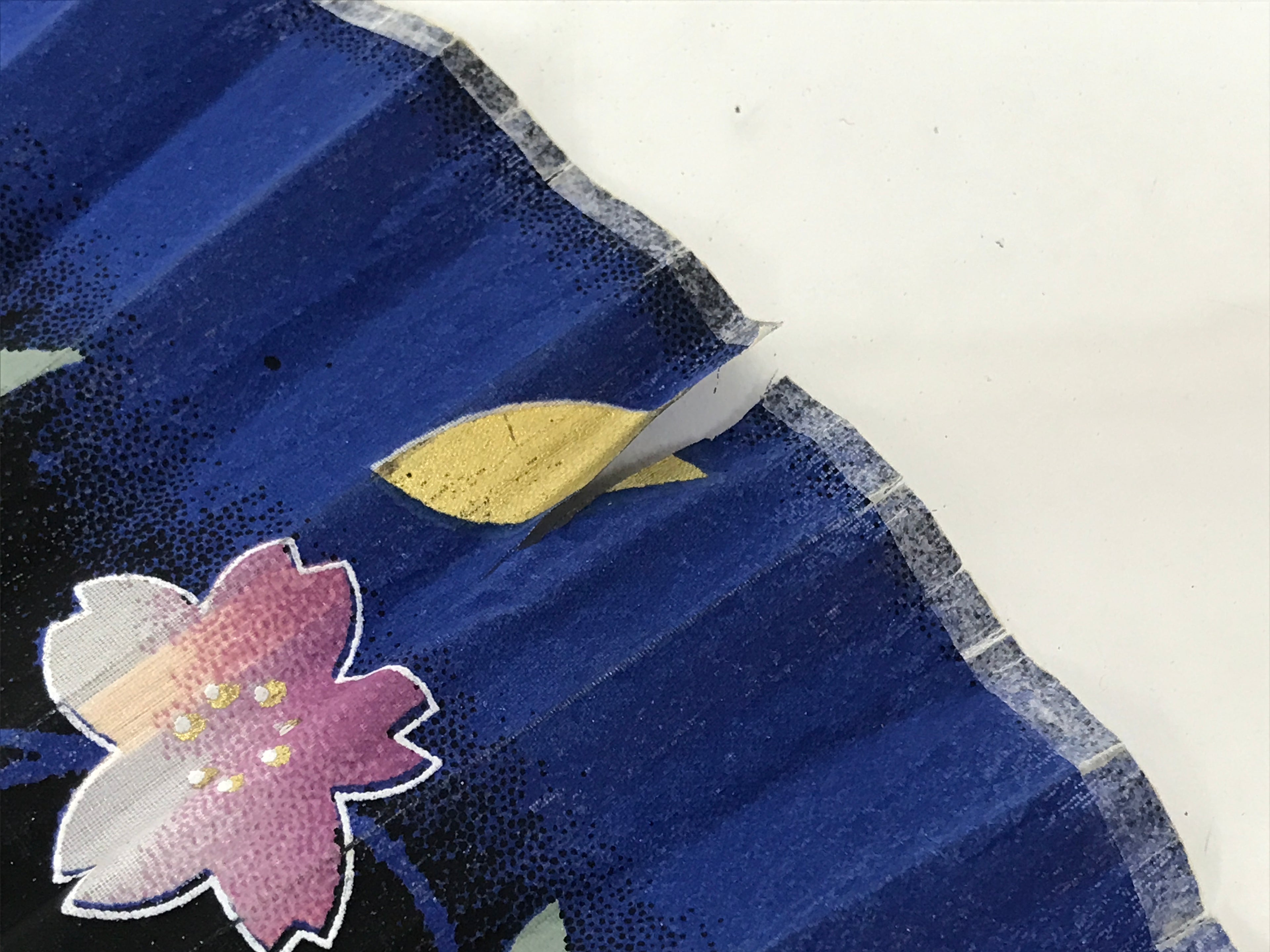 Japanese Fabric Folding Fan Sensu Vtg Bamboo Frame Cherry Bossoms Blue 5D69-AD - Fan-chidorivintage.com
