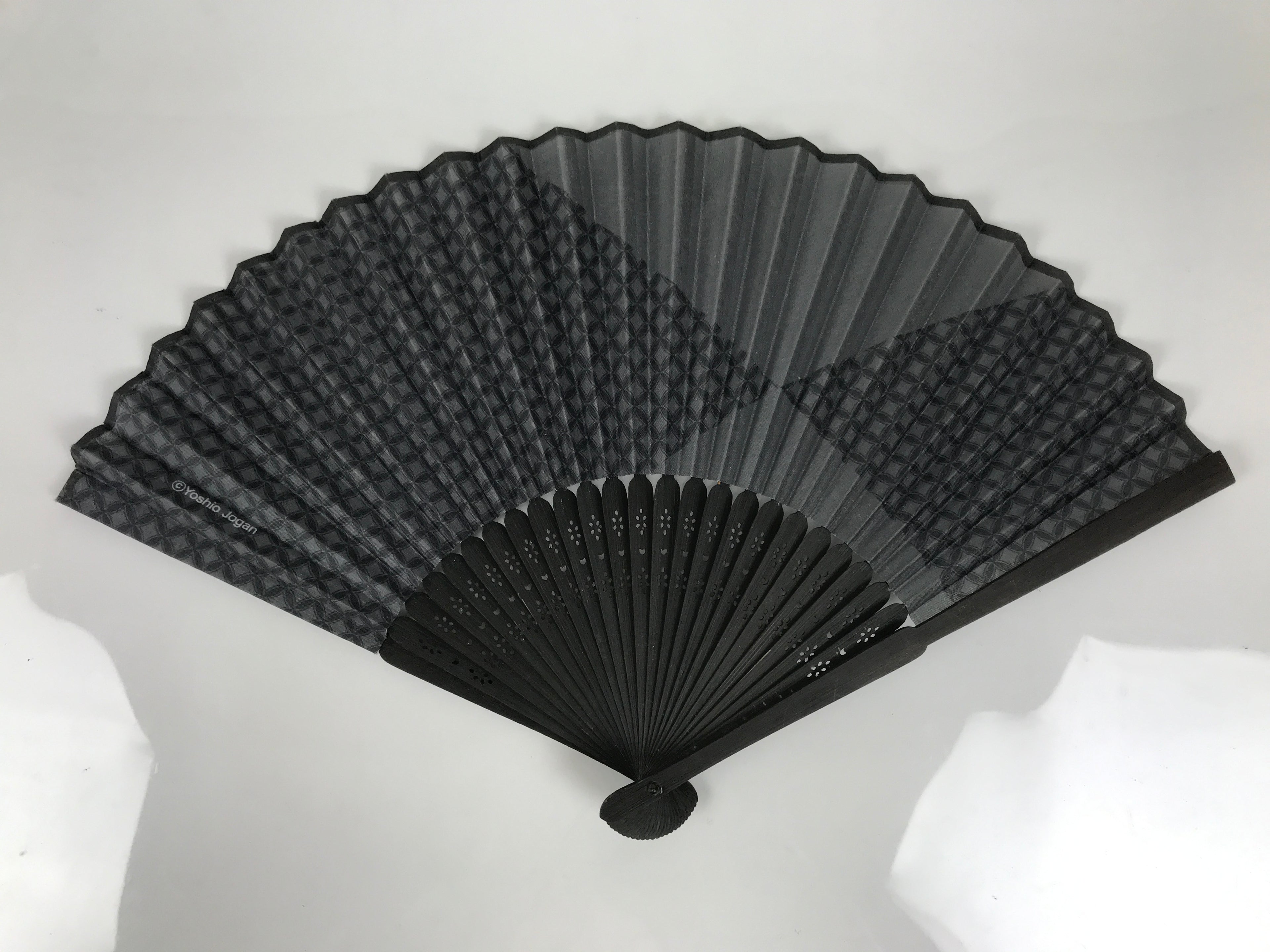 Japanese Fabric Folding Fan Sensu Bamboo Frame Traditional Shippo Design 5D70-AD - Fan-chidorivintage.com