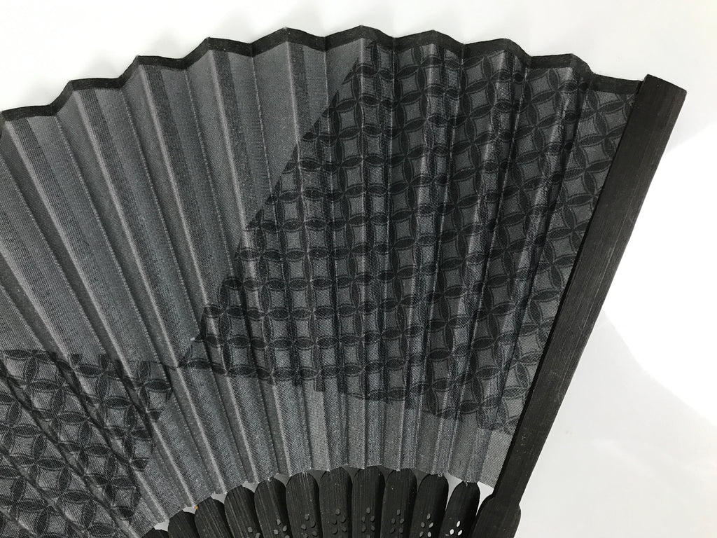 Japanese Fabric Folding Fan Sensu Bamboo Frame Traditional Shippo Design 5D70-AD - Fan-chidorivintage.com