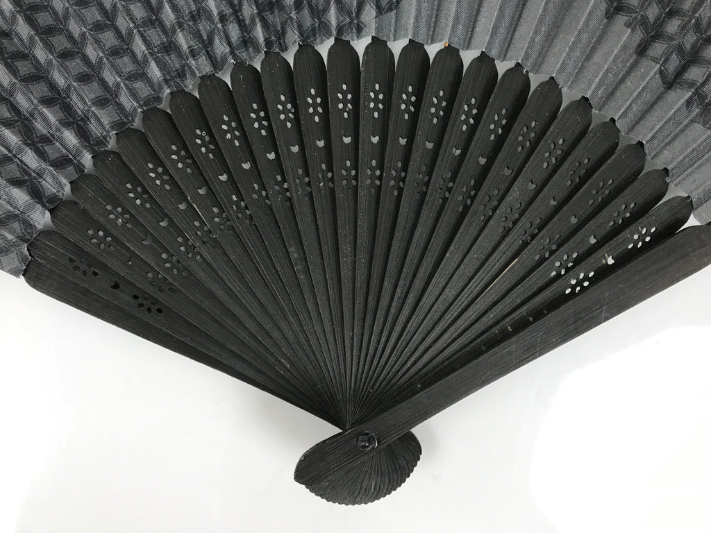 Japanese Fabric Folding Fan Sensu Bamboo Frame Traditional Shippo Design 5D70-AD - Fan-chidorivintage.com
