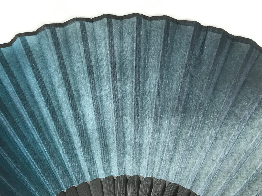 Japanese Fabric Folding Fan Sensu Vtg Bamboo Frame Dark Green Gradient 5D71-AD - Fan-chidorivintage.com