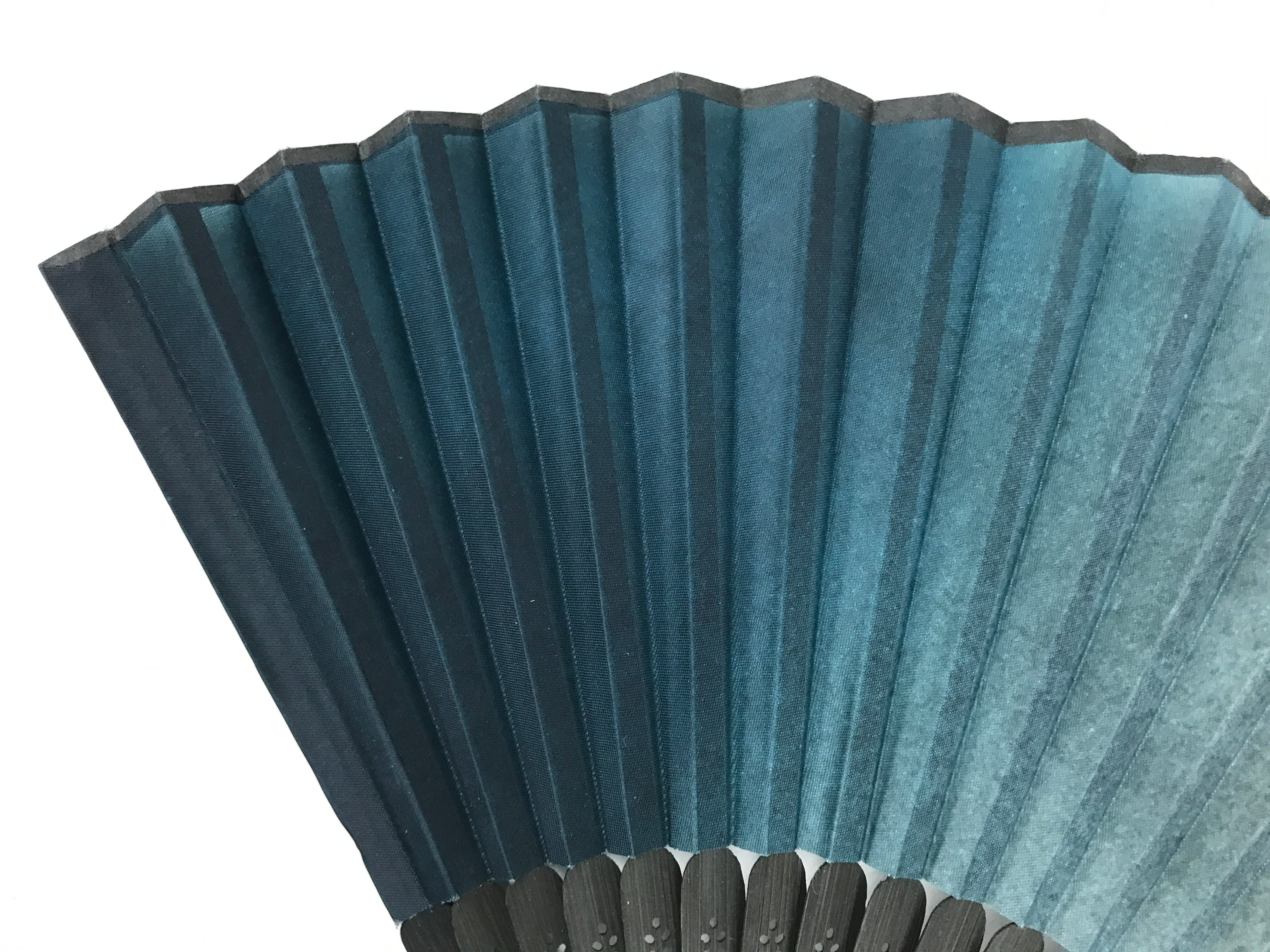 Japanese Fabric Folding Fan Sensu Vtg Bamboo Frame Dark Green Gradient 5D71-AD - Fan-chidorivintage.com