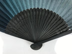 Japanese Fabric Folding Fan Sensu Vtg Bamboo Frame Dark Green Gradient 5D71-AD - Fan-chidorivintage.com