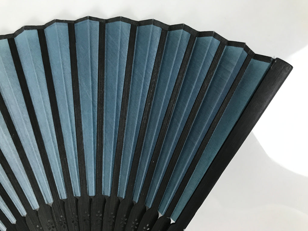 Japanese Fabric Folding Fan Sensu Vtg Bamboo Frame Dark Green Gradient 5D71-AD - Fan-chidorivintage.com