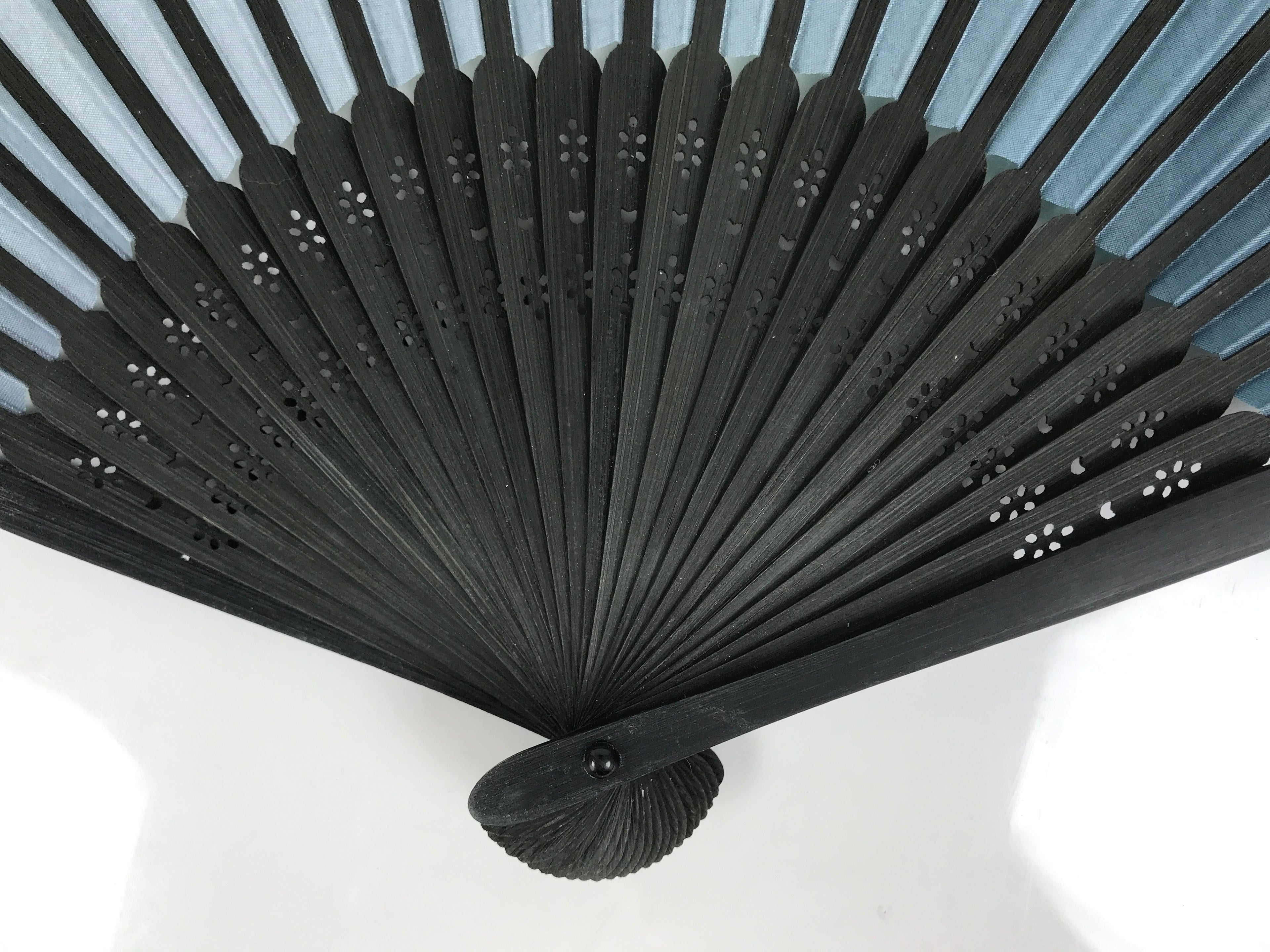 Japanese Fabric Folding Fan Sensu Vtg Bamboo Frame Dark Green Gradient 5D71-AD - Fan-chidorivintage.com