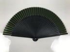 Japanese Fabric Folding Fan Sensu Vtg Bamboo Cutout Frame Solid Dark Green 5D72-AD - Fan-chidorivintage.com