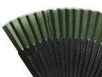 Japanese Fabric Folding Fan Sensu Vtg Bamboo Cutout Frame Solid Dark Green 5D72-AD - Fan-chidorivintage.com