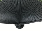 Japanese Fabric Folding Fan Sensu Vtg Bamboo Cutout Frame Solid Dark Green 5D72-AD - Fan-chidorivintage.com