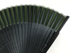 Japanese Fabric Folding Fan Sensu Vtg Bamboo Cutout Frame Solid Dark Green 5D72-AD - Fan-chidorivintage.com