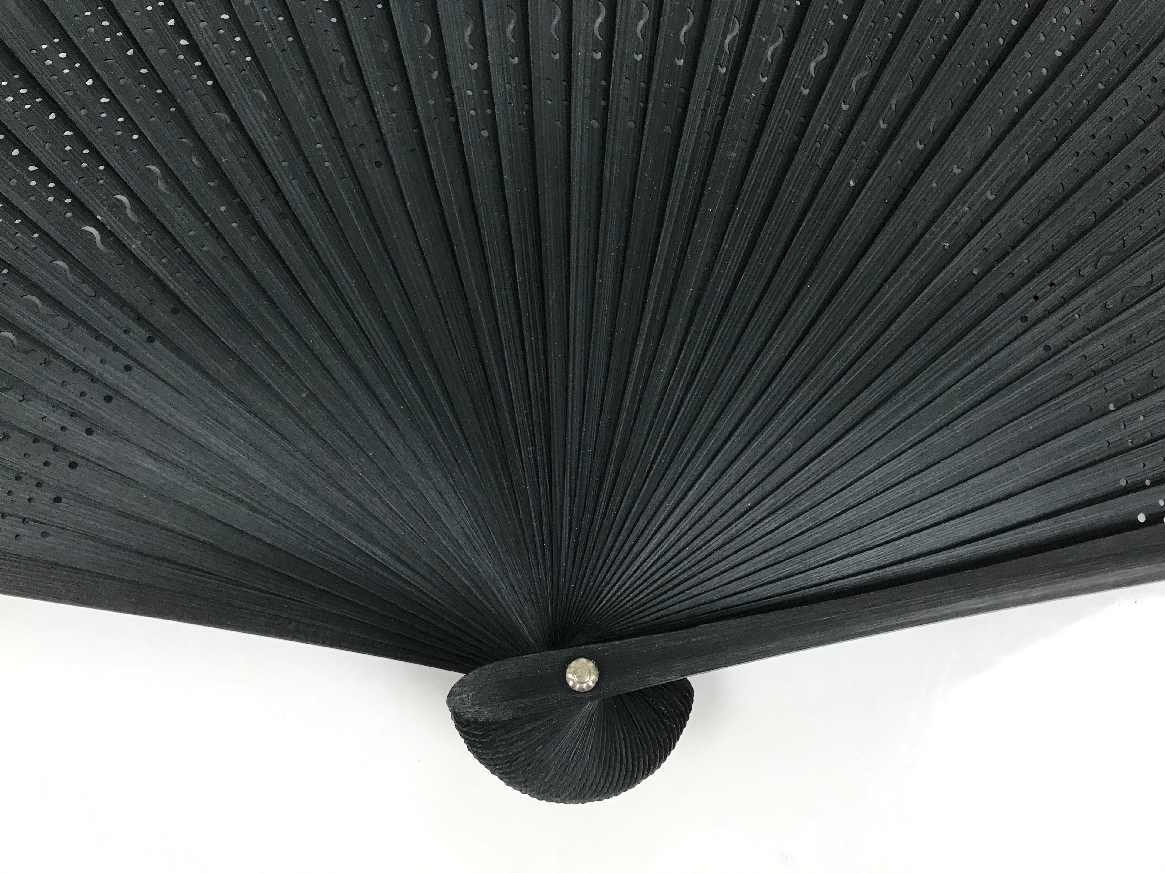 Japanese Fabric Folding Fan Sensu Vtg Bamboo Cutout Frame Solid Dark Green 5D72-AD - Fan-chidorivintage.com