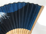 Japanese Fabric Folding Fan Sensu Vtg Bamboo Frame Mt. Fuji Blue Fujisan 5D73-AD - Fan-chidorivintage.com