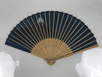 Japanese Fabric Folding Fan Sensu Vtg Bamboo Frame Mt. Fuji Blue Fujisan 5D73-AD - Fan-chidorivintage.com