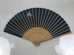 Japanese Fabric Folding Fan Sensu Vtg Bamboo Frame Mt. Fuji Blue Fujisan 5D73-AD - Fan-chidorivintage.com