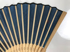 Japanese Fabric Folding Fan Sensu Vtg Bamboo Frame Mt. Fuji Blue Fujisan 5D73-AD - Fan-chidorivintage.com