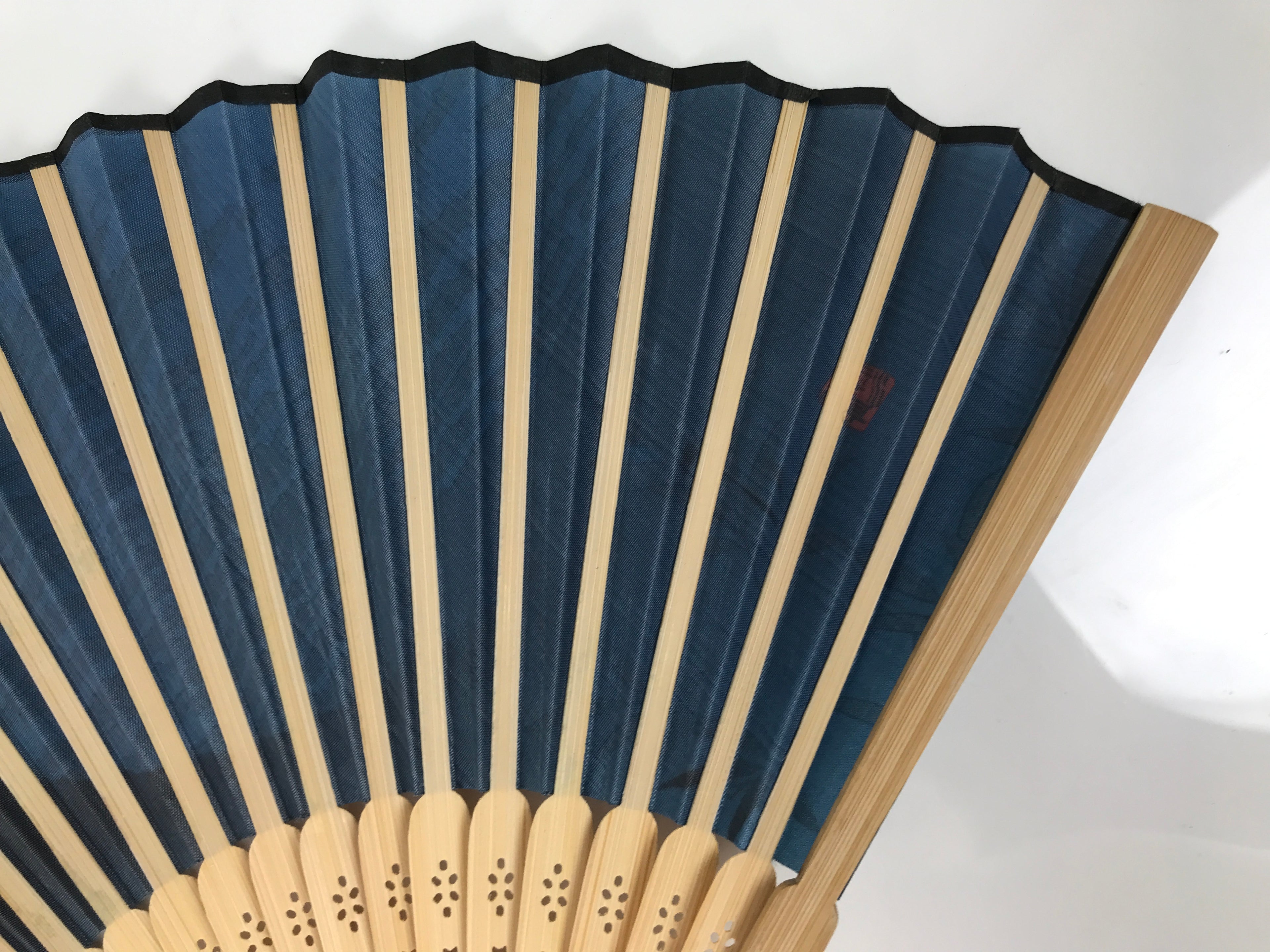 Japanese Fabric Folding Fan Sensu Vtg Bamboo Frame Mt. Fuji Blue Fujisan 5D73-AD - Fan-chidorivintage.com