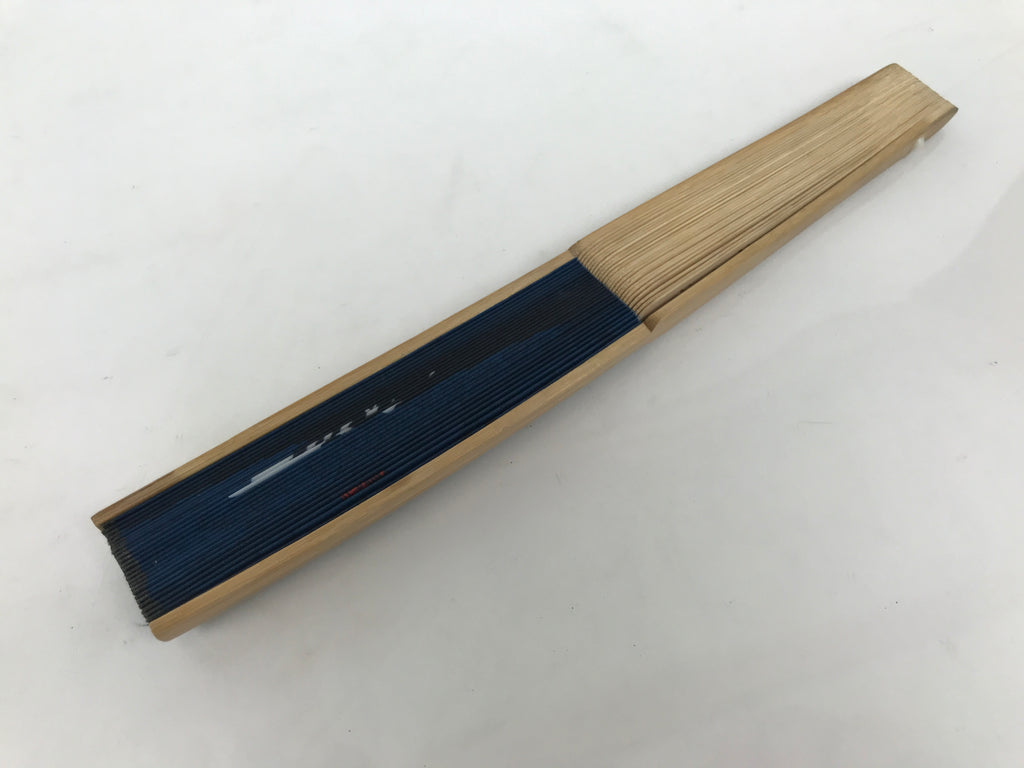 Japanese Fabric Folding Fan Sensu Vtg Bamboo Frame Mt. Fuji Blue Fujisan 5D73-AD - Fan-chidorivintage.com
