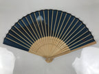 Japanese Fabric Folding Fan Sensu Vtg Bamboo Frame Mt. Fuji Blue Fujisan 5D74-AD - Fan-chidorivintage.com