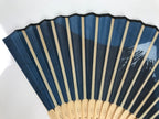 Japanese Fabric Folding Fan Sensu Vtg Bamboo Frame Mt. Fuji Blue Fujisan 5D74-AD - Fan-chidorivintage.com